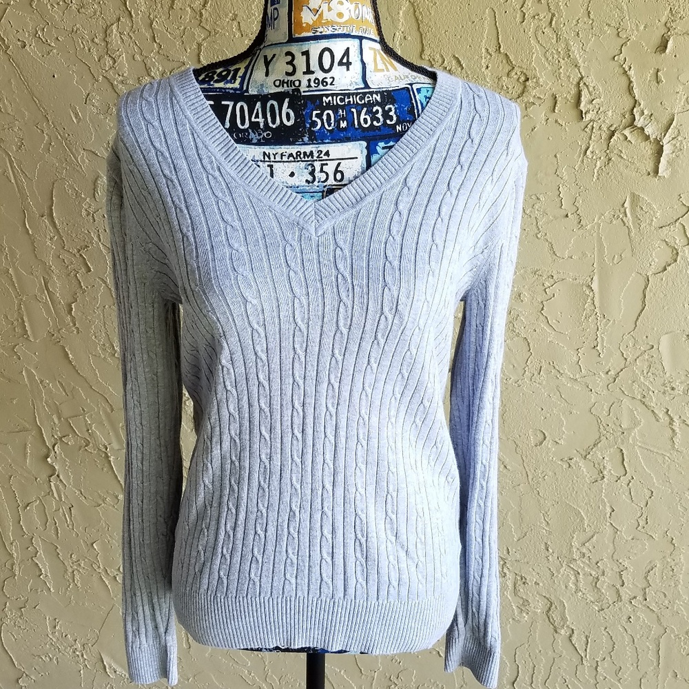 Tommy Hilfiger Medium Cable Knit Sweater Gray